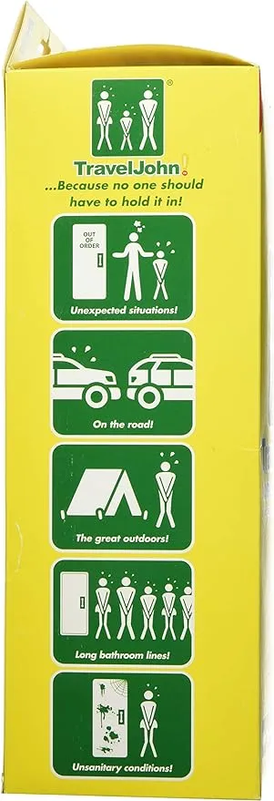 Disposable Urinal for All Genders, Adults, and Children (18 Pack) Designed for Emergencies, Travel, Camping, Car Rides, and more (TJ1A-C)