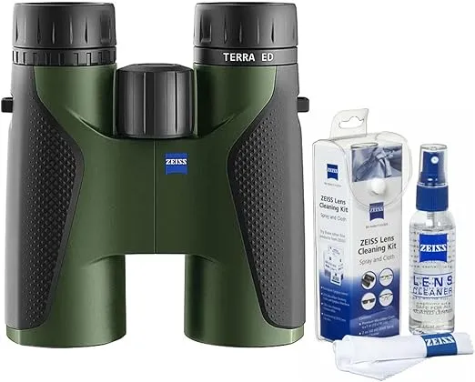 Zeiss Terra ED 8x42 Binocular (Black-Velvet Green) with Zeiss Lens Care Kit with Spray and Microfiber Cloth (2 Ounces) (2 Items)