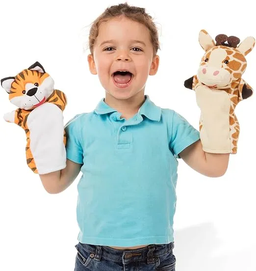 Melissa & Doug Zoo Friends Hand Puppets Puppets and Theaters Themed Puppet Sets 3+ Gift for Boy or Girl