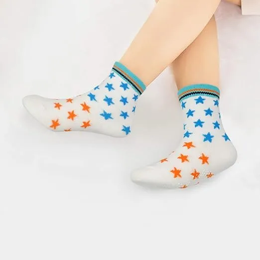 Tphon 12 Pairs Toddler Non Skid Socks with Grips Anti Slip Bottom, Cotton Non Slip Ankle Crew Socks for Boys, Girls, Kids(1-7Years)
