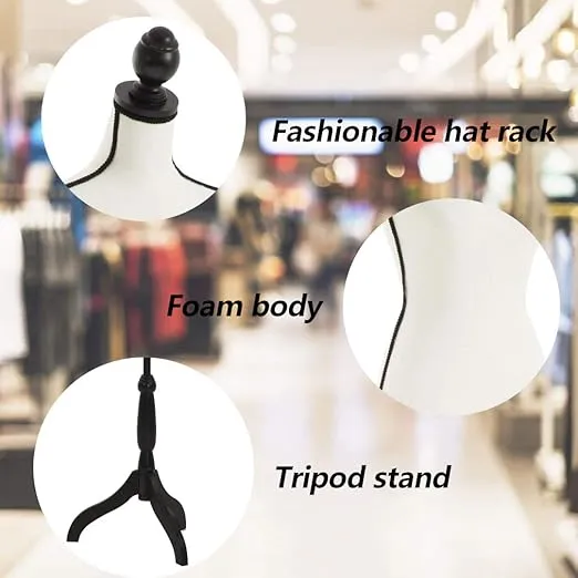 FDW Manikin 60”-67”Height Adjustable Female Dress Model Display Torso Body Tripod Stand Clothing Forms (Cream, 60-67 Inches)