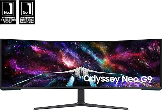 SAMSUNG 57' Odyssey Neo G9 Series Dual 4K UHD 1000R Curved Gaming Monitor, 240Hz, 1ms with DisplayPort 2.1, Quantum Mini-LED, DisplayHDR 1000, AMD FreeSync Premium Pro, LS57CG952NNXZA, 2023