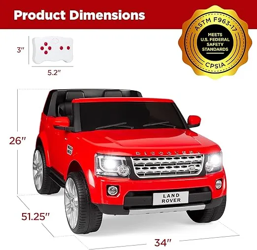 Best Choice Products 12V 3.7 MPH 2-Seater Licensed Land Rover Ride On Car Toy w/Parent Remote Control, MP3 Player - Red