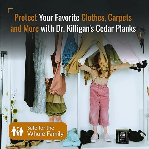 Dr. Killigan's Cedar Planks - Cedar Blocks for Clothes Storage, Alternative to Moth Balls for Closet, Good Cedar Closet Freshener, Best Moth Repellent for Clothes, Harvested in USA (10-Pack)