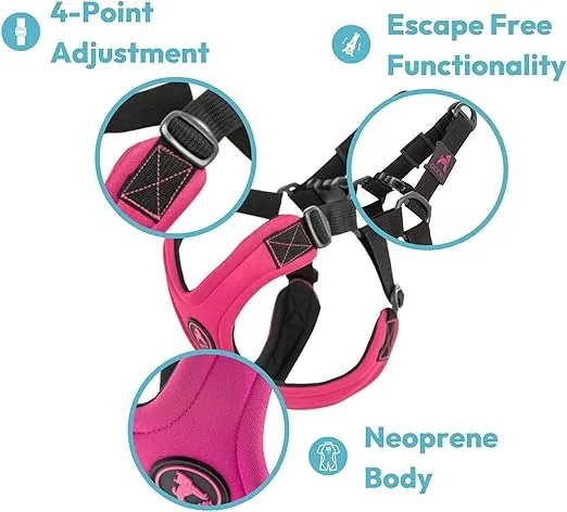 Gooby Escape Free Sport Harness - Black, Large - No Choke Step-in Patented Neoprene Small Dog Harness with Four-Point Adjustment - Perfect on The Go Dog Harness for Medium Dogs No Pull and Small Dogs