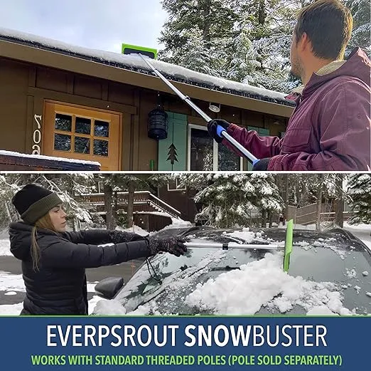 EVERSPROUT Never-Scratch SnowBuster Attachment for Removing Snow from Vehicles (Pole Not Included) | Premium Foam Snow Broom Head | Unique S-Shape Design for Push or Pull Removal | Broom Head Only