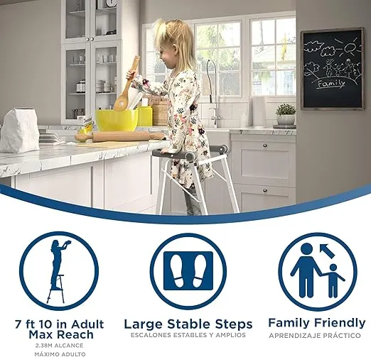COSCO 2-Step Kitchen Stepper™ Adult Folding Step Stool, Kids Folding (Steel/Resin)