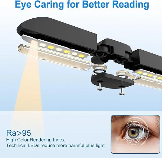 Vekkia 14 LED Rechargeable Book Light for Reading at Night, Eye-Care Reading Light for Books in Bed, 180° Adjustable Clip on Book Light, 3 Color Temperatures, Lightweight, Present for Book Lovers