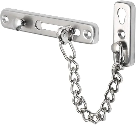 Alise Chain Door Guard Lock,Door Chain Locks with Safety Spring Anti-Theft Press Latch,Chain Locks for Inside Door and Extra Front Door Lock, Brushed Nickel(1 Pack)