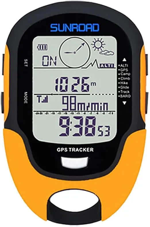 SUNROAD GPS Tracker Barometer Altimeter Compass Weather Forecast Thermometer Barometric Pressure Tester GPS Route Tracking Multifunctional Meter