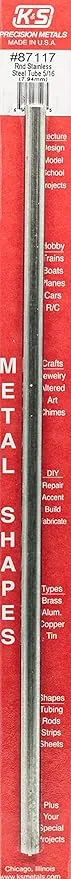 K & S Precision Metals 87117 Round Stainless Steel Tube, 5/16" OD, Steel