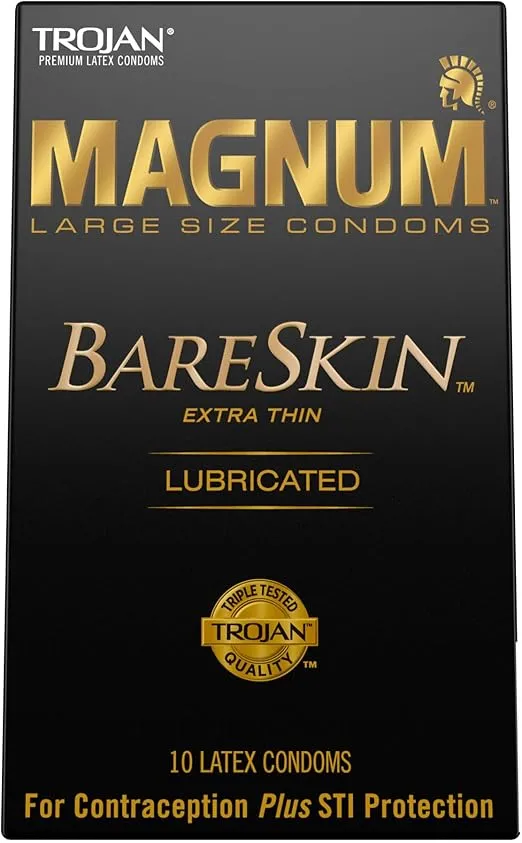 Trojan Magnum Bareskin Large Size Condoms - 10 Count