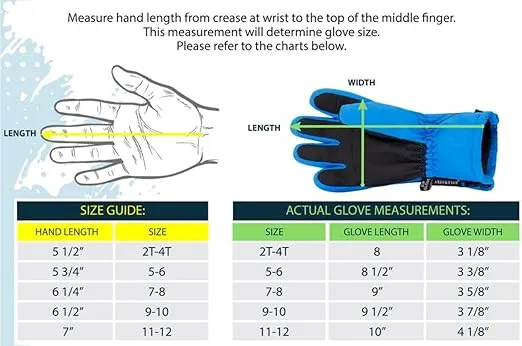 Andy & Evan Kids' Waterproof Snow Gloves Winter Gloves Side Zippers Touchscreen Ski Snowboard Sledding w/Warm Fleece Palms