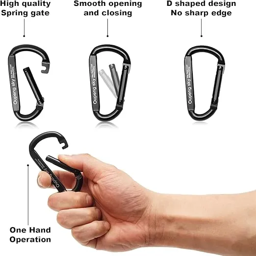 Carabiner Clip,855lbs,3" Heavy Duty D Ring Caribeener Clips,Carabiner Keychain Caribeaners for Hammocks,Camping,Hiking,Outdoors,Gym,Small Carabiners for Dog Leash,Harness,Key Ring, Black