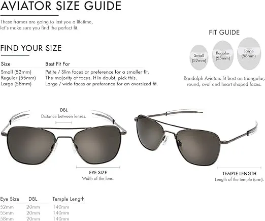 Randolph USA | Gunmetal Classic Aviator Sunglasses for Men or Women 100% UV