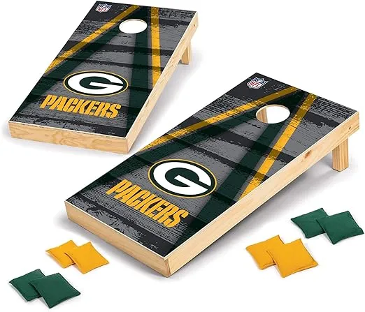 NFL Pro Football 2' x 4' Wood Direct Print Tournament Cornhole Set by Wild Sports, Comes with 8 Bean Bags - Perfect for Tailgate, Outdoor, Backyard