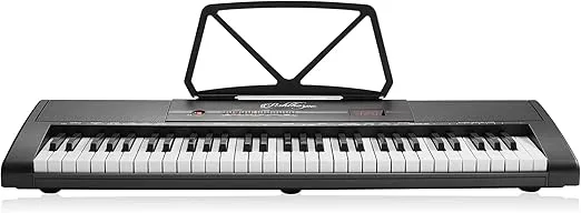 Ashthorpe 61-Key Digital Electronic Keyboard Piano, Portable Beginner Kit with Headphones, Mic and Keynote Stickers