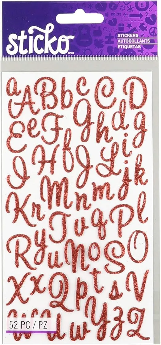 Sticko Sweetheart Red Script Alphabet Sticker