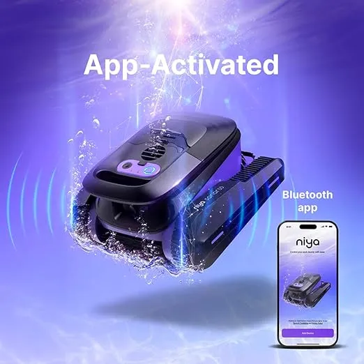 Niya Sonar 50 Cordless Robotic Vacuum Pool Cleaner from The Creators of Dolphin, up to 40 FT in Length, Scrubber Brush with Waterline Cleaning