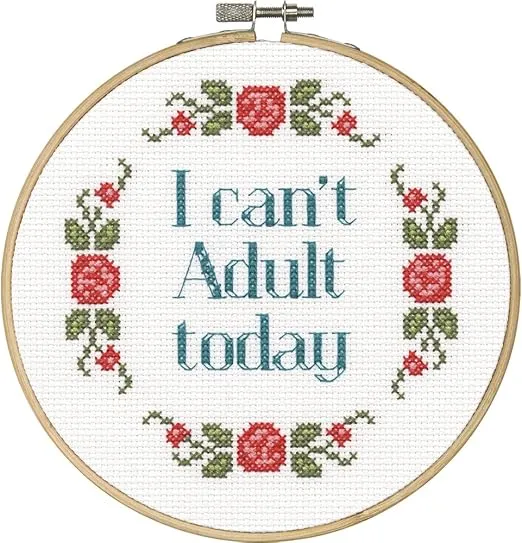 Dimensions I Can't Adult Today Counted Cross Stitch Kit for Beginners, 6''