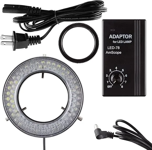 AmScope 78 LED Light Microscope LED Ring Light with Controller for Microscopes, Repairs, Inspections