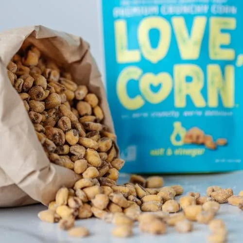 LOVE CORN Salt & Vinegar 0.7oz x 20 Bags - Delicious Crunchy Corn - Healthy Family Snacks - Gluten Free, Kosher, NON-GMO - Alternative for Chips, Nuts, Crackers & Pretzels - Perfect for Charcuterie Boards