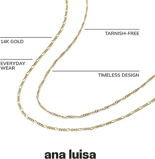 Ana Luisa Gold Vintage Heritage Layered Necklace Set - 14K Gold Plated Chain Necklace - Two Separate Chains - Hypoallergenic, Water-Resistant, Tarnish-Free - Gold Necklace for Women - Women Gift Ideas