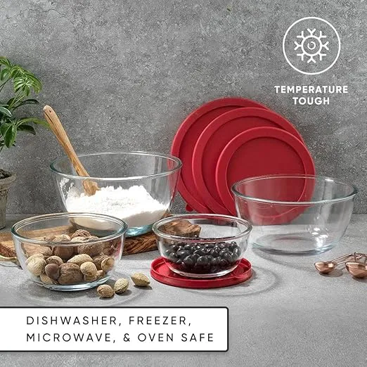 JoyJolt Kitchen Large Mixing Bowl Set - 8pc Glass with Lids Set – Neat Nesting/ Batter Bowl - Cooking Bowls - Storage Bowls with Lids and Big Salad Bowl with BPA-Free Lids