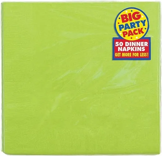 Amscan Kiwi Green 2-Ply Paper Dinner Napkins - 8' x 8', 40 Pcs