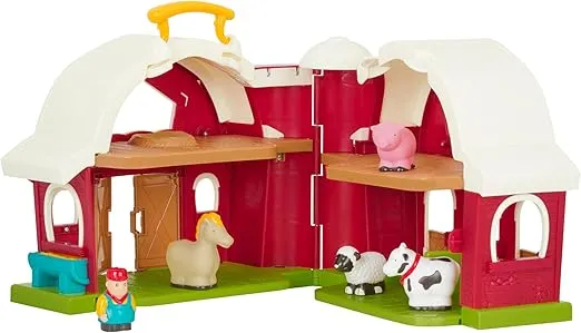 Battat – Classic Barn Playset – Farm Toys For Toddlers – Farm Animals – Farmer's Barn With Carry Handle – 18 Months + – Big Red Barn - 13.5 * 12* 9 Inches