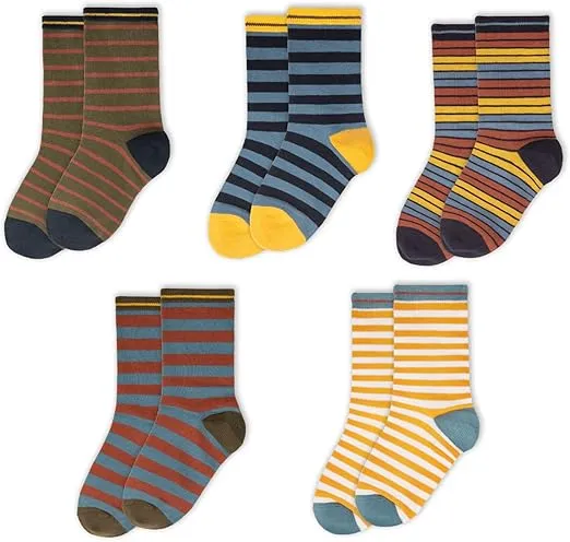 Mightly Girls and Boys' Crew Socks | Organic Cotton Certified Multi-Pack Toddler and Kids Sock Set