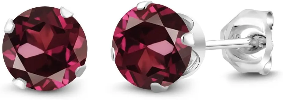 Gem Stone King 925 Sterling Silver Round 6MM Gemstone Birthstone Stud Earrings For Women Men