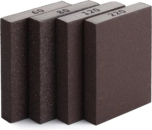 Bates- Sanding Sponge, 4 Pack, 60/80/120/220 Grit Assortment, Washable and Reusable, Sanding Block, Sandpaper Block, Sanding Blocks for Wood, Sanding Pad, Drywall Sanding Block, Drywall Sanding Sponge