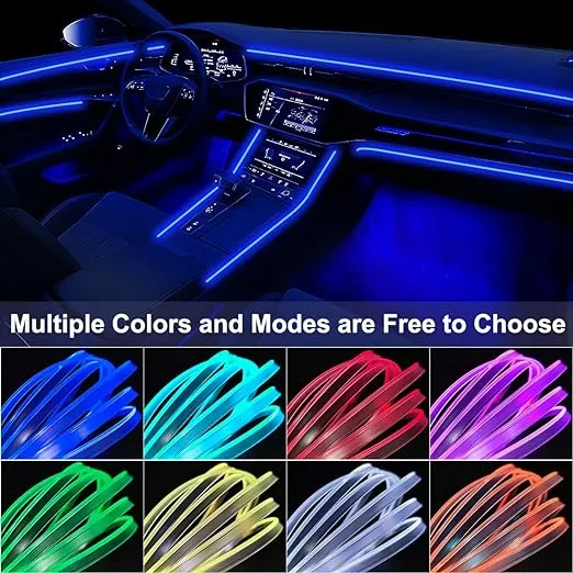 Interior Car Lights with Wireless APP and Remote Control, 5 in 1 RGB Ambient Lighting Kit with 236 inches Fiber Optic, 16 Million Colors Car Neon Light Strip with Music Mode