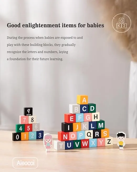 Wooden Blocks Set 88Pcs Building Blocks for Toddlers Shape Sorting Stacking Toy Natural Wood Storage Bag Educational Toy Set (Aie-02)