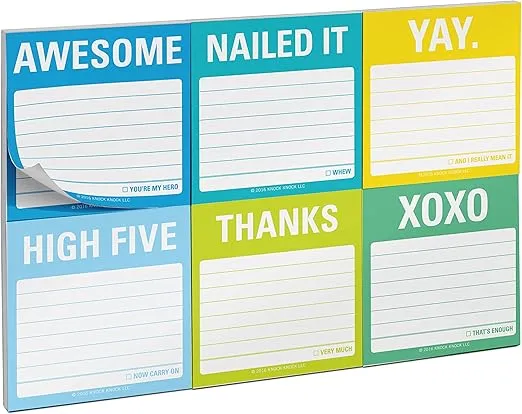 Knock Knock It's All Good Sticky Note Packet, 6 Sticky Note Pads Set, 2.75 x 2.75-Inches and 40-Sheets Each