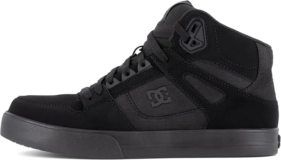 DC Men's Pure Work Black and Dark Gray Composite Toe Boots Construction Shoe