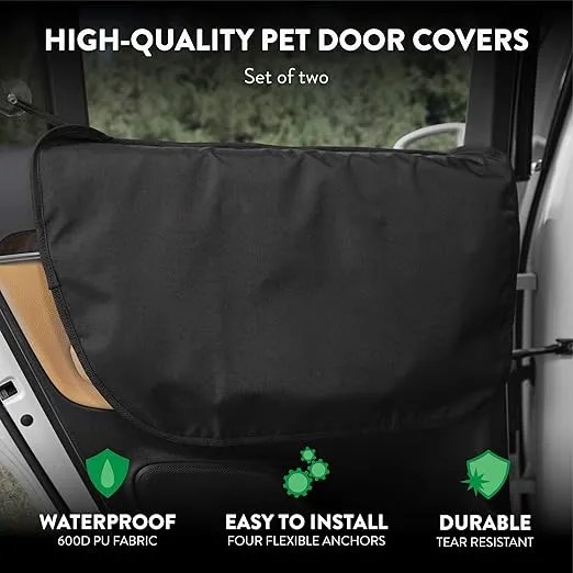 Plush Paws Products Premium Car Door Protector | Washable & Waterproof Interior Door Cover for Car, Truck, & SUV | One Size Fits Most Nonslip, Tear Resistant Door Guard | Set of 2 Black