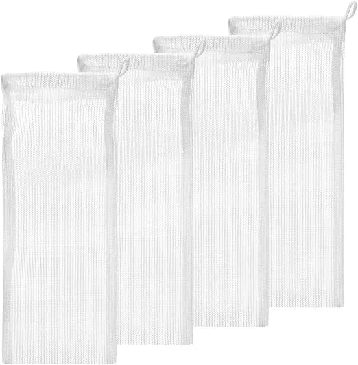 Aquatic Experts High Flow Filter Media Bag - Durable Filter Bags for Fish Tank, Secure Aquarium Media Bag with Drawstring, Media Bags for Aquarium and Pond, High Flow (White), 3” x 8” – 4 Pack