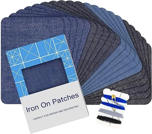 HTVRONT Iron on Patches for Clothes, 20PCS Denim Patches for Jeans Kit 3" by 4-1/4", 4 Shades of Iron on Patches for Jeans, Jean Patches for Inside Jeans & Clothing Repair