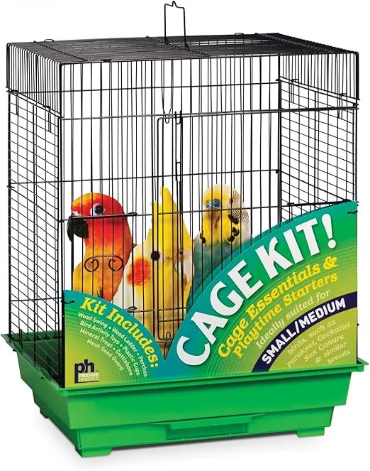 Prevue Hendryx 91321 Square Roof Bird Cage Kit, Black and Green, 5/8"