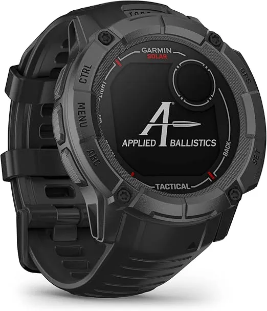 Garmin Instinct 2X Solar - Tactical Edition, Rugged GPS Smartwatch, Built-in Flashlight, Ballistics Calculator, Solar Charging Capability, Black