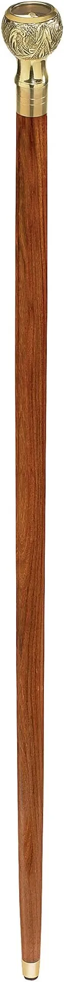 Design Toscano TV6170 Travelers Compass Gentleman's Walking Stick, 35 Inch, Brass Handle and Hardwood Cane, Brass