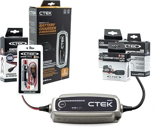 CTEK (40-206) MXS 5.0-12 Volt Battery Charger and Maintainer and Family Garage Kit