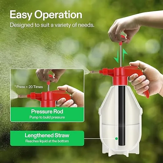 VIVOSUN 0.2 Gallon Handheld Garden Pump Sprayer, 27 oz Gallon Lawn & Garden Pressure Water Spray Bottle with Adjustable Brass Nozzle, for Plants and Other Cleaning Solutions (0.8L Red)