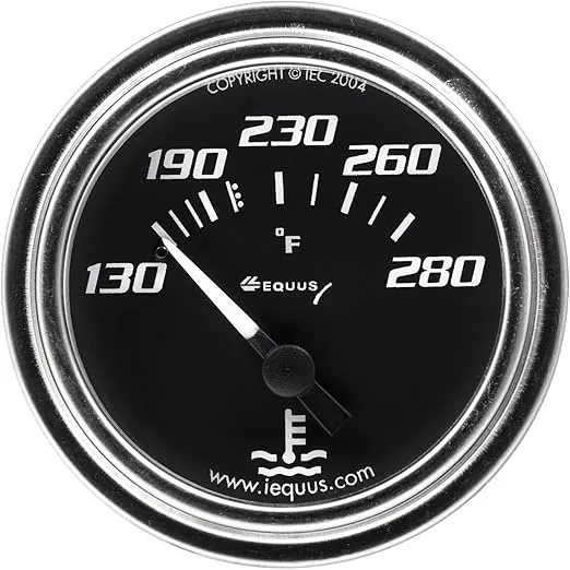 Equus 7232 2" Mechanical Water Temperature Gauge, Black