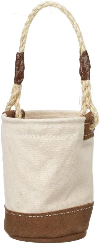 Klein Tools 5104MINI Mini Tool Bucket, All-Purpose Tool Bucket with Leather-Bottom, Nuts and Bolt Bag with Reinforced Rope Handle, Small Utility Pouch