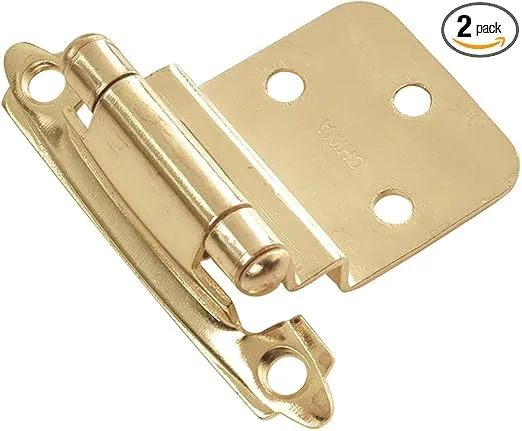 Hickory Hardware P143-3 Variable Overlay 3/8 Inch Inset Self-Closing Collection Cabinet Hinge 170° Opening Surface Face Frame Mounting Easy Installation Polished Brass Finish 1 Set of Pair
