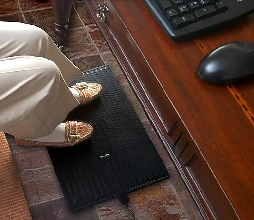 Electric Foot Warmer, Large and Portable Heated Rubber Mat, Personal Space Heater for Home, Office, Garage, and Car, 120 Watts, 8 lbs, 22.95" x 13.97" x 0.70"