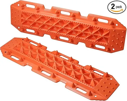 Maxsa 20333 Heavy-Duty Escaper Buddy Traction Mats for Off-Road Mud, Sand, & Snow Vehicle Extraction and Recovery, Bendable, Unbreakable, Orange, 2 Pack